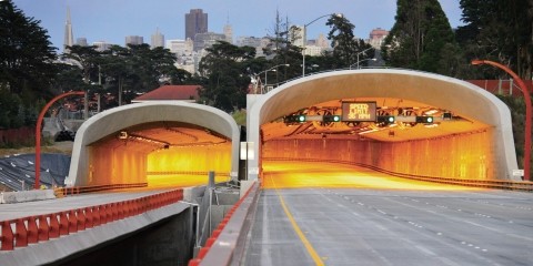 A view of the Presidio Parkway tunnels