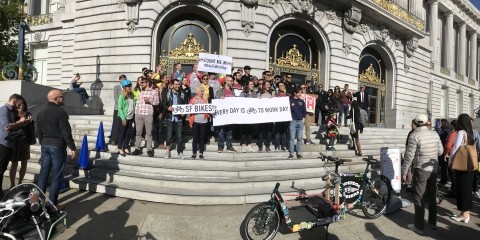 An image from 2018 bike to work day at City Hall