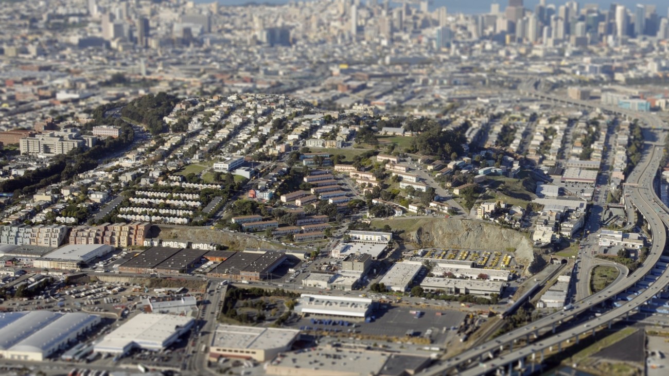 An aerial view of the Potrero Hill neighborhood