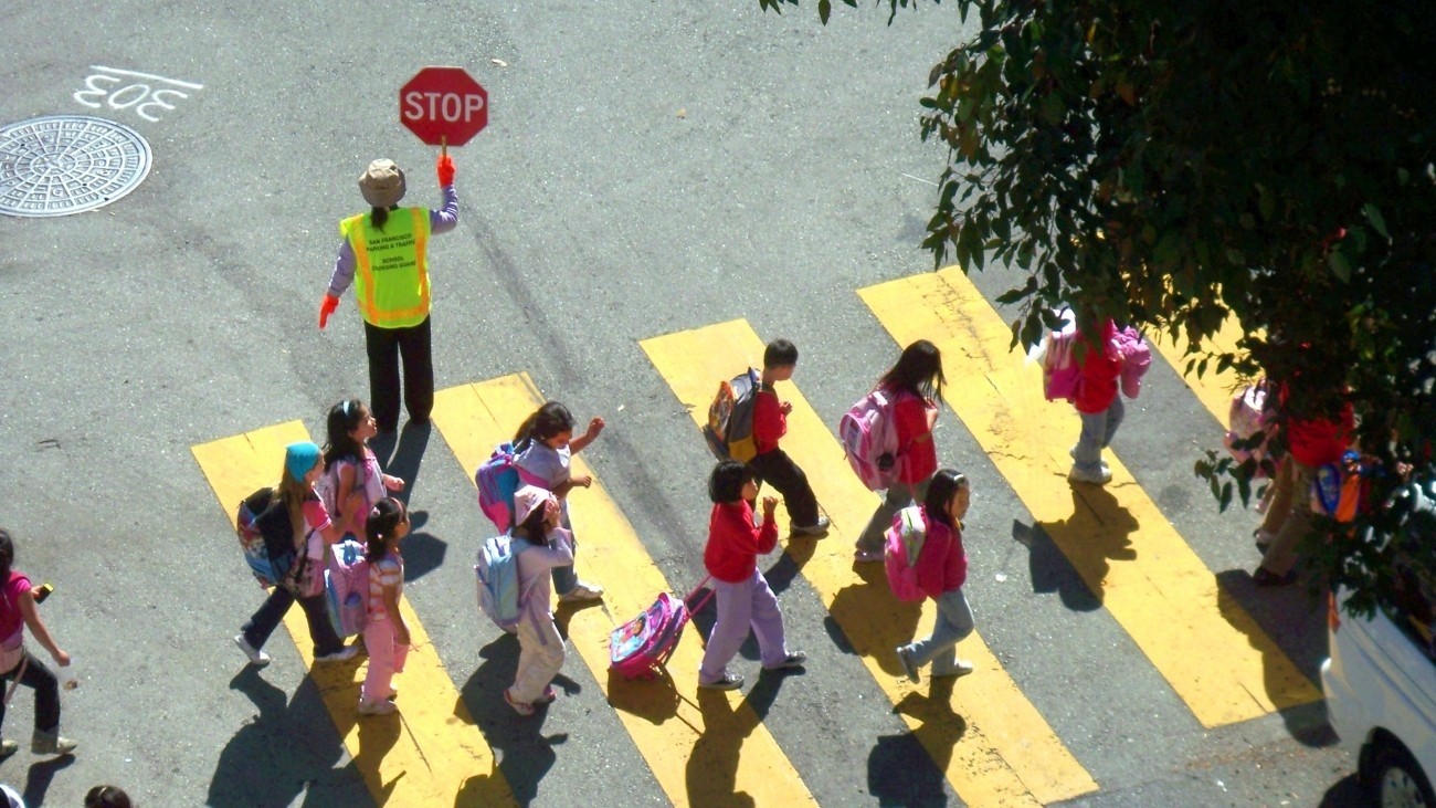 Crossing guard from above