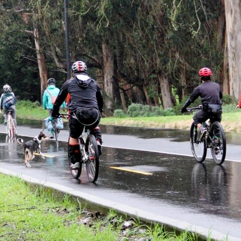 Bicyclists enjoying Mansell Corridor Improvements