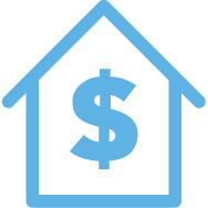 Icon of a house with a dollar sign inside it