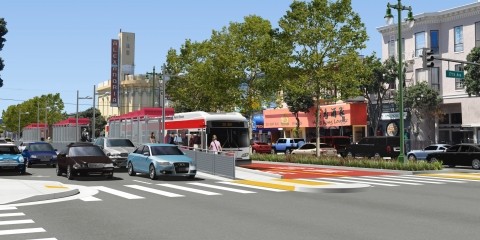 A rendering of Geary Bus Rapid Transit