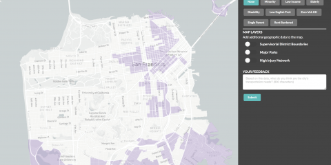 A screenshot of the Communities of Concern interactive map