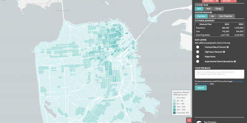 interactive map showing population and jobs