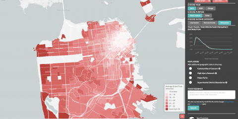 interactive map showing travel time