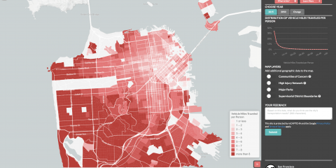 interactive map showing vehicle miles traveled