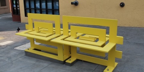 One of Michael Arcega's benches on Broadway Street