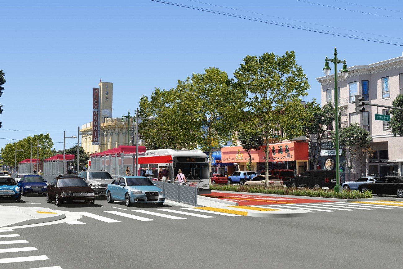A rendering of Geary Bus Rapid Transit