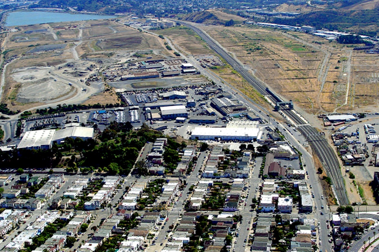 An aerial image of the study area