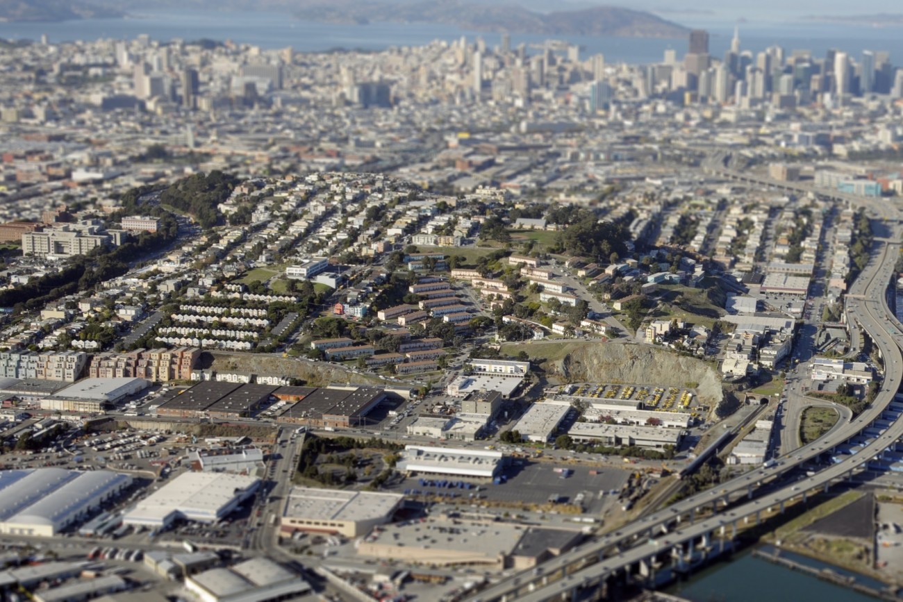 An aerial view of the Potrero Hill neighborhood