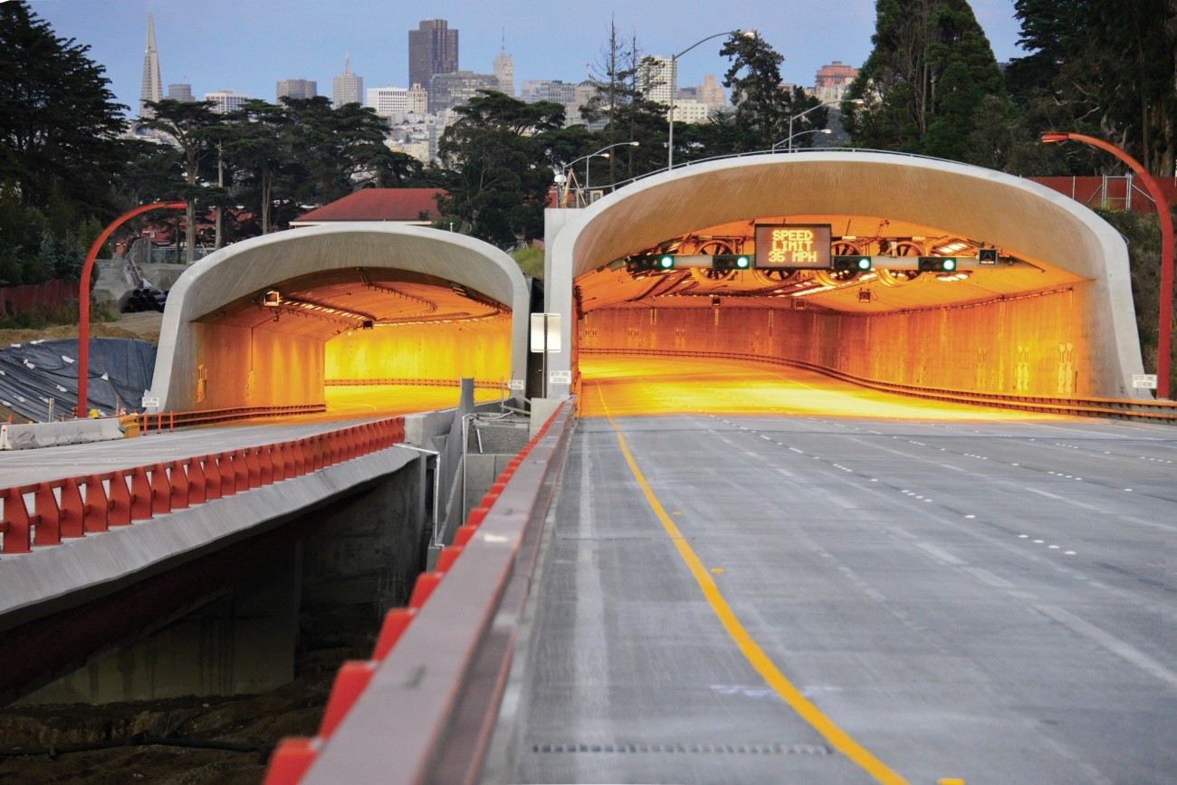 A view of the Presidio Parkway tunnels