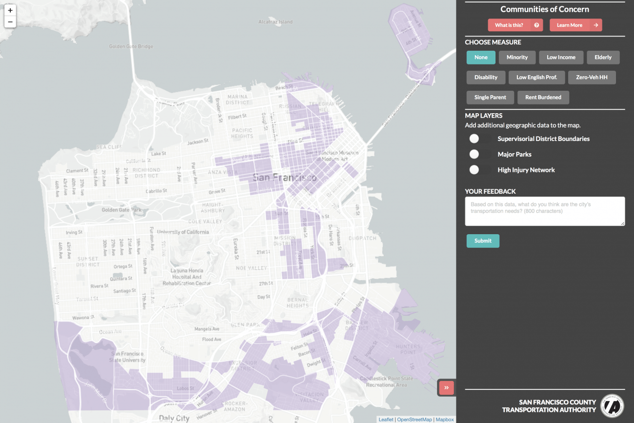 A screenshot of the Equity Priority Communities interactive map