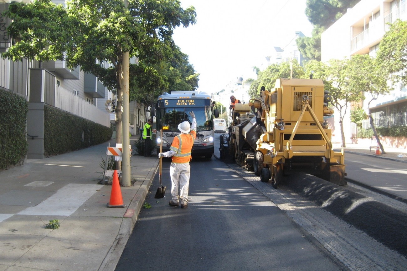 Street repaving happening on McAllister