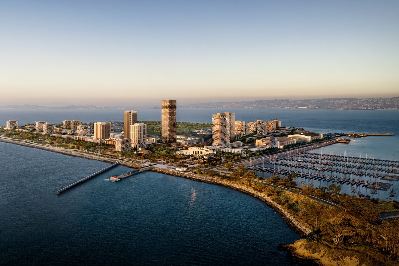 Rendering of Treasure Island showing housing and office buildings