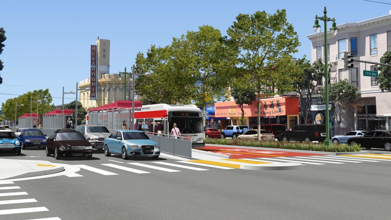 A rendering of Geary Bus Rapid Transit