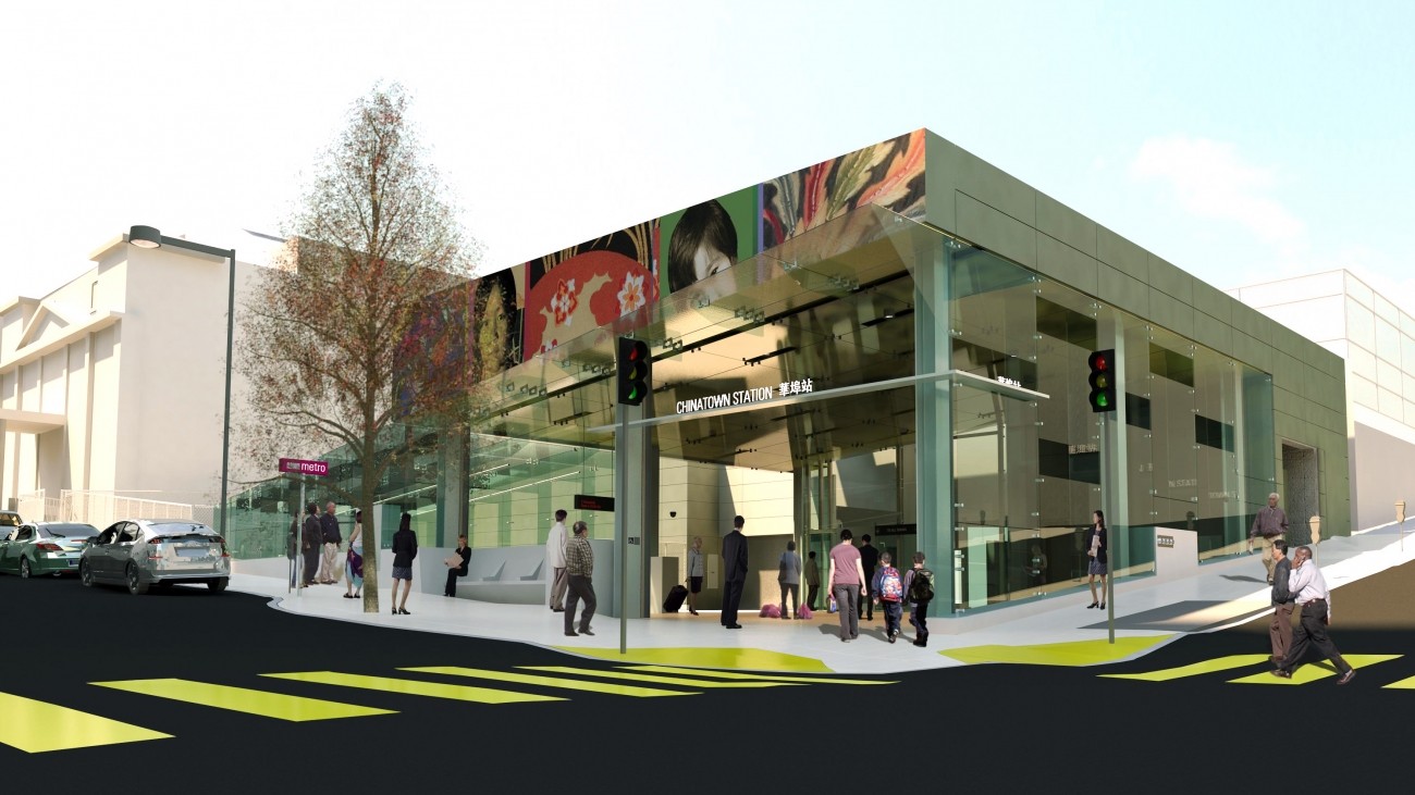 A rendering of Chinatown station