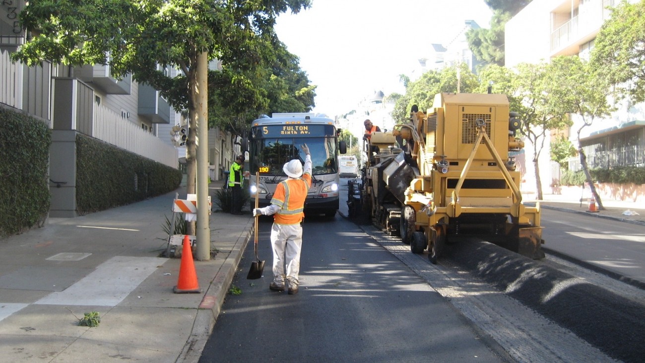 Street repaving happening on McAllister