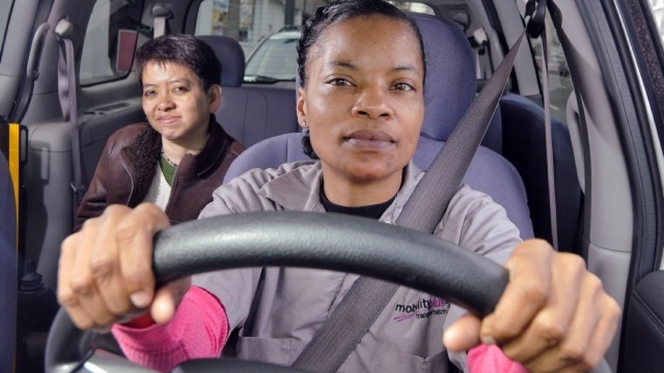 Interior of a paratransit vehicle
