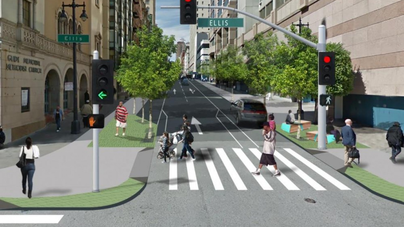 A rendering of Safer Taylor Street at Taylor and Ellis