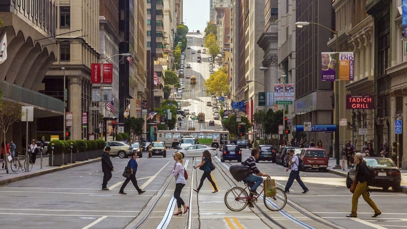 people crossing an intersection