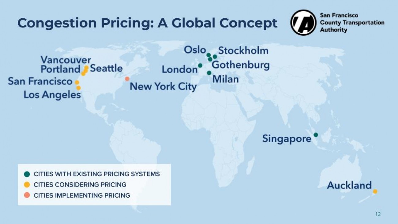 Map of cities with congestion pricing