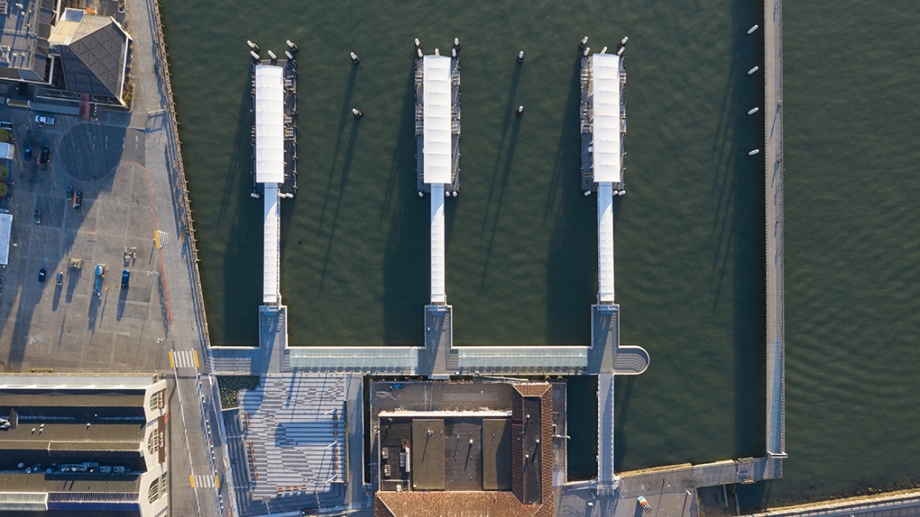 overhead photo of the new ferry docks