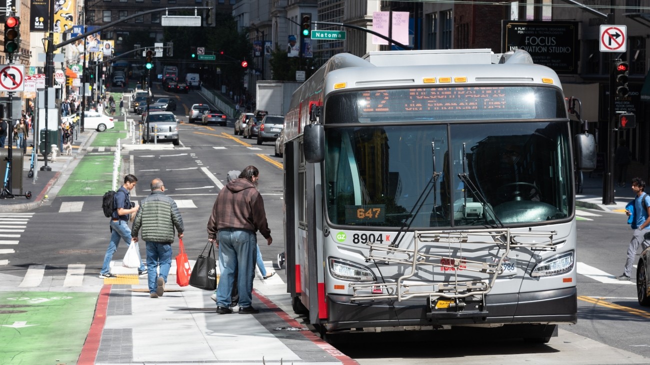 Transit boarding island on 2nd street