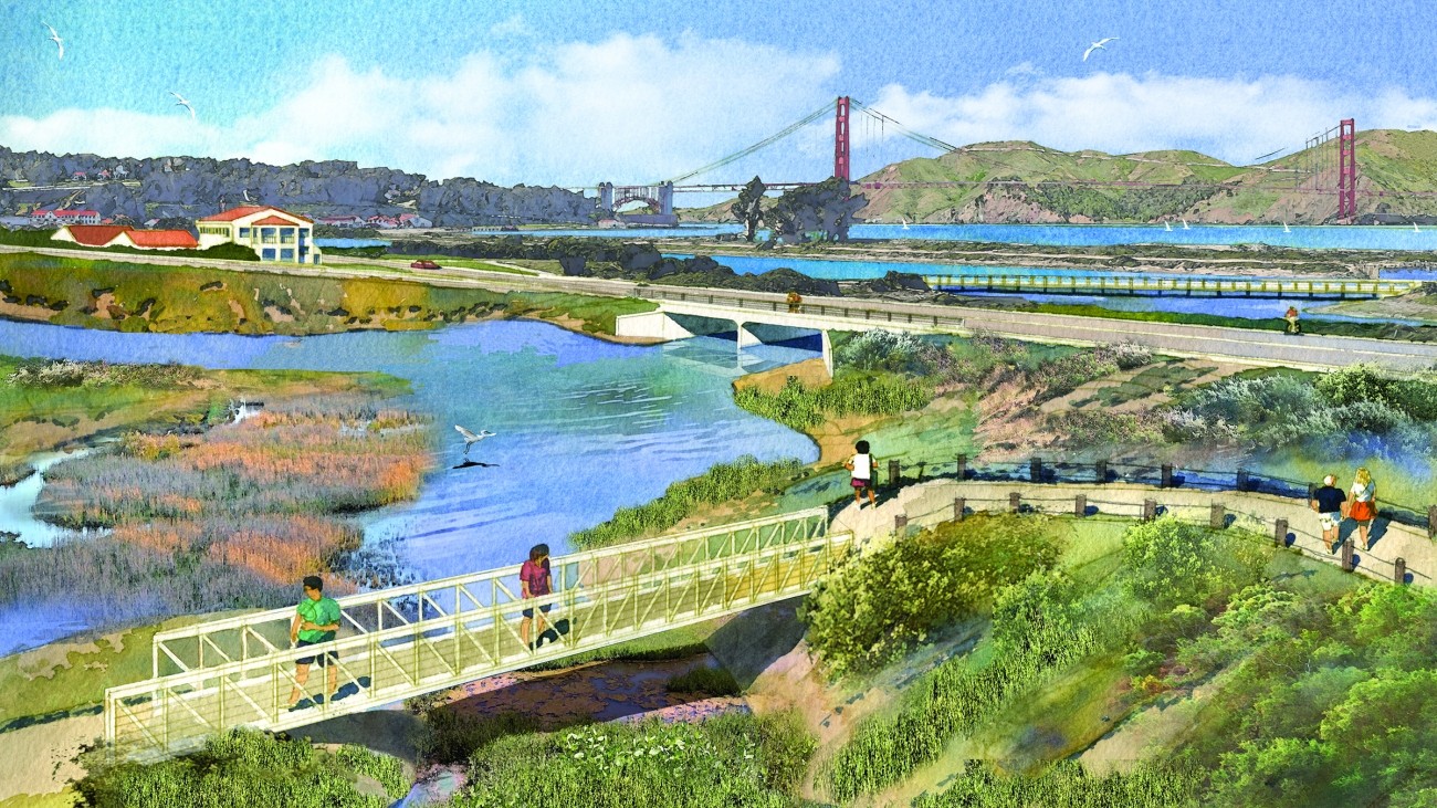 Artist rendering of the Presidio's Quartermaster Reach marshland