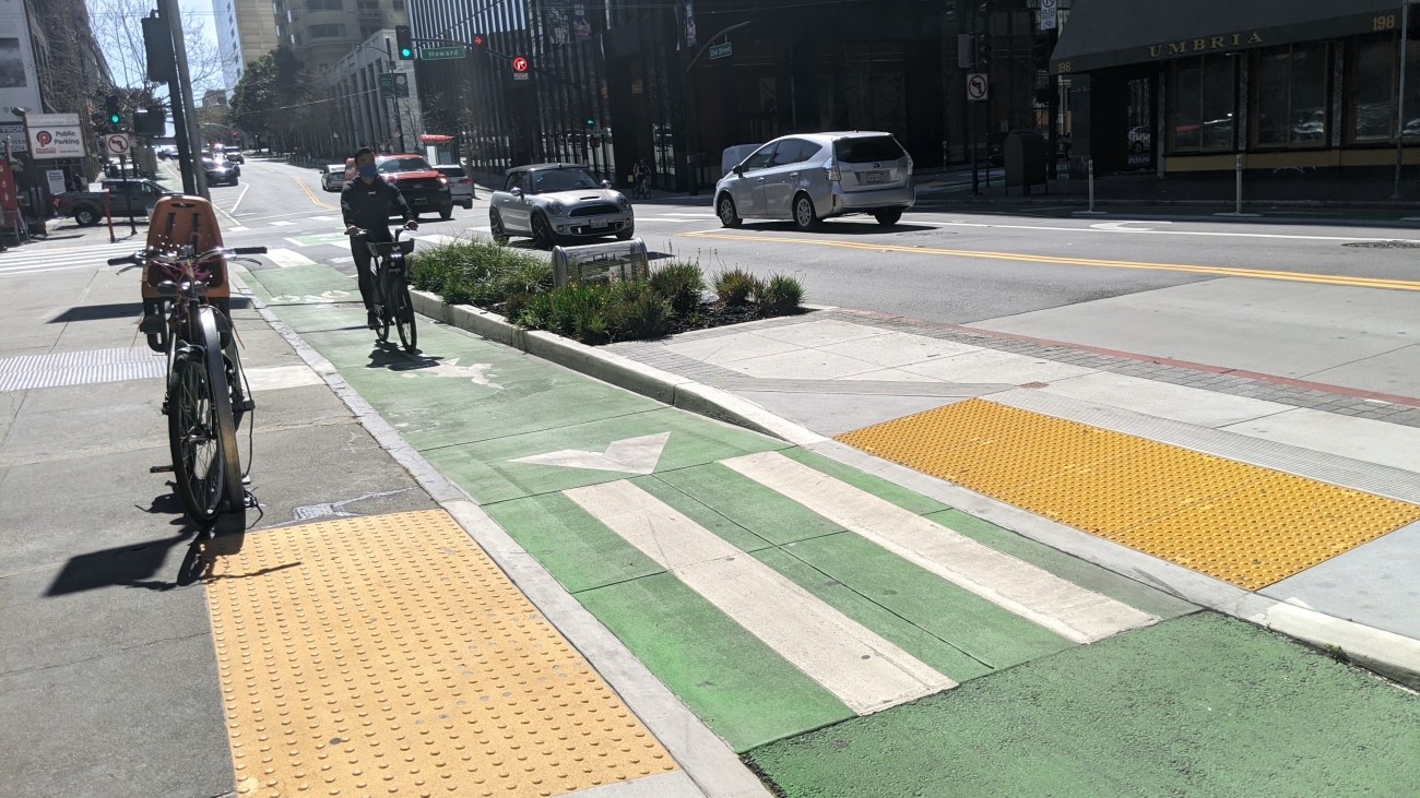 Protected bike lane for Second Street Improvements Project