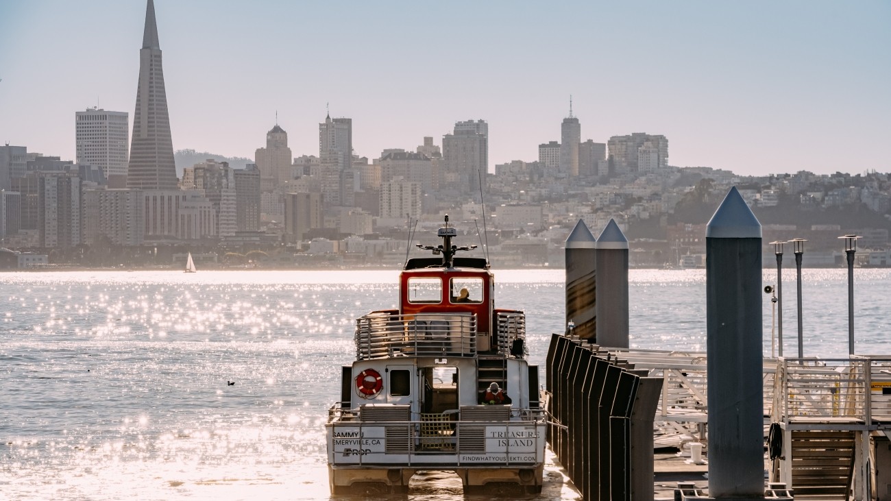 Ferry docked at Treasure Island