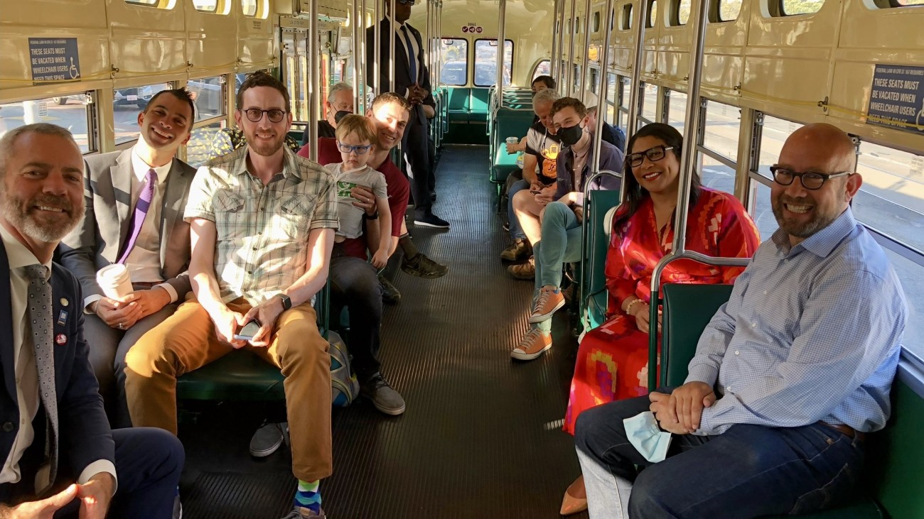 San Francisco officials on a bus