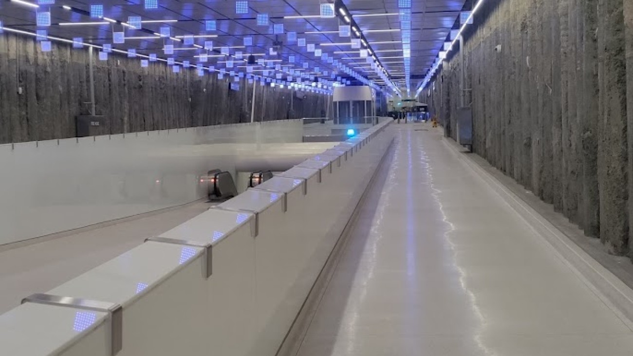 Insite Union Square Station with LED lights on ceiling. 