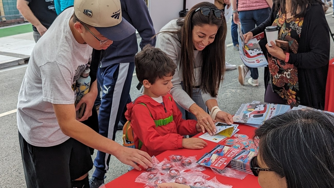 Family at Caltrain event