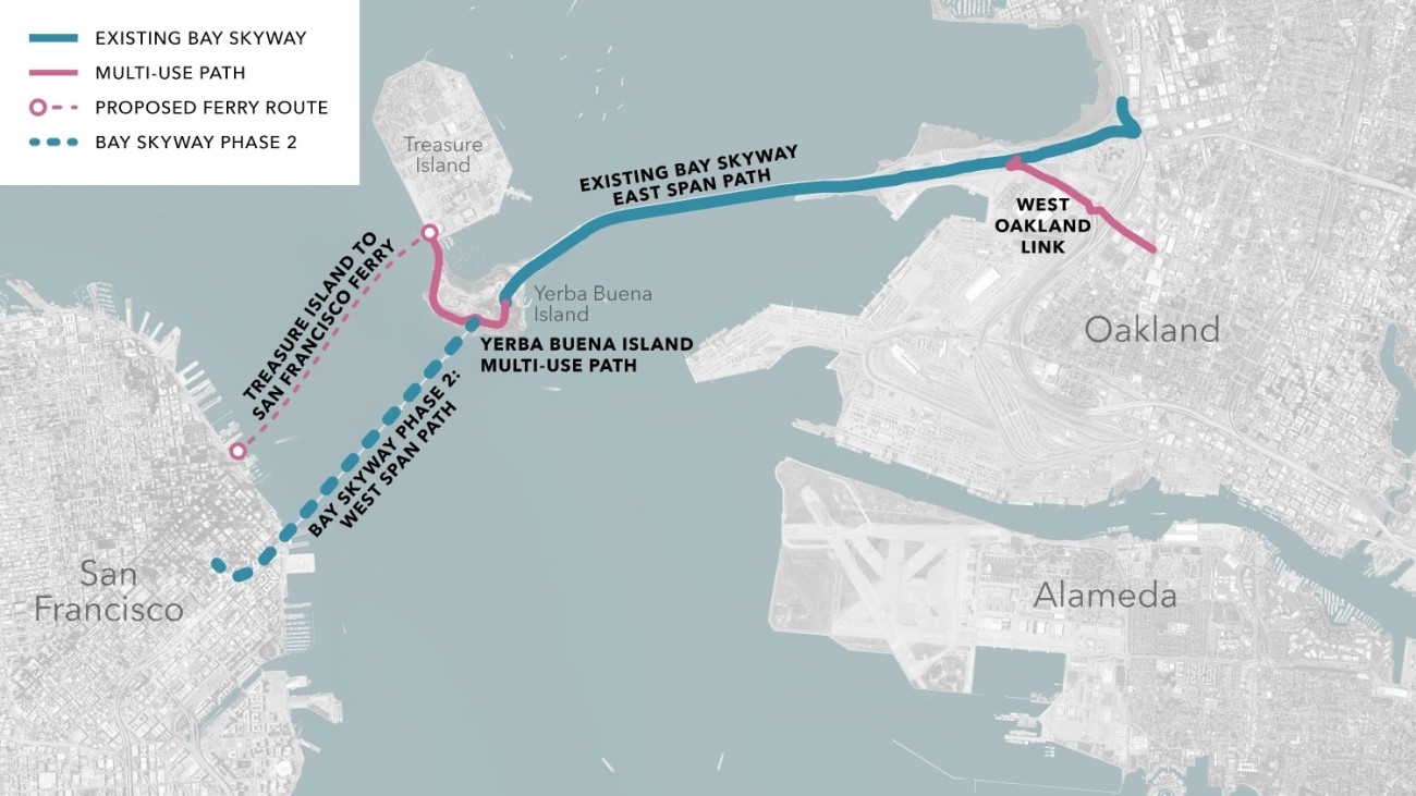 Transbay map linking San Francisco to Oakland