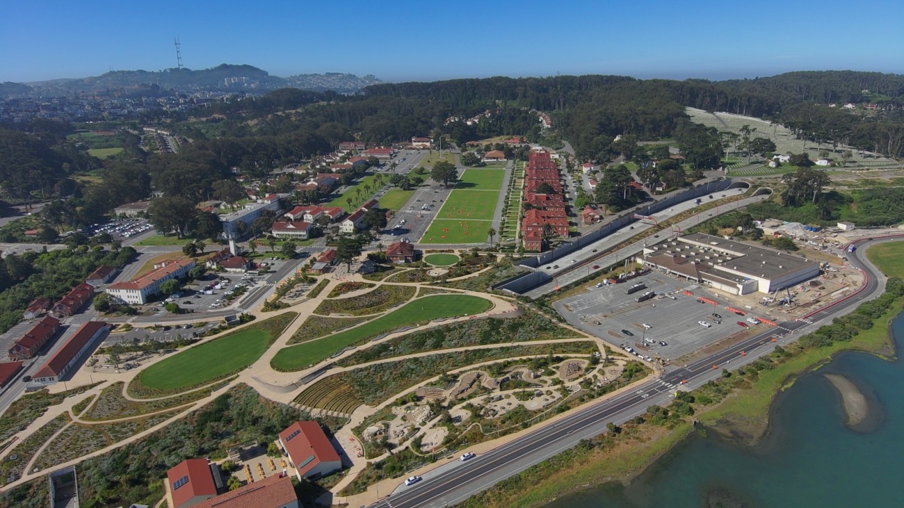 Presidio Parkway aerial looking south