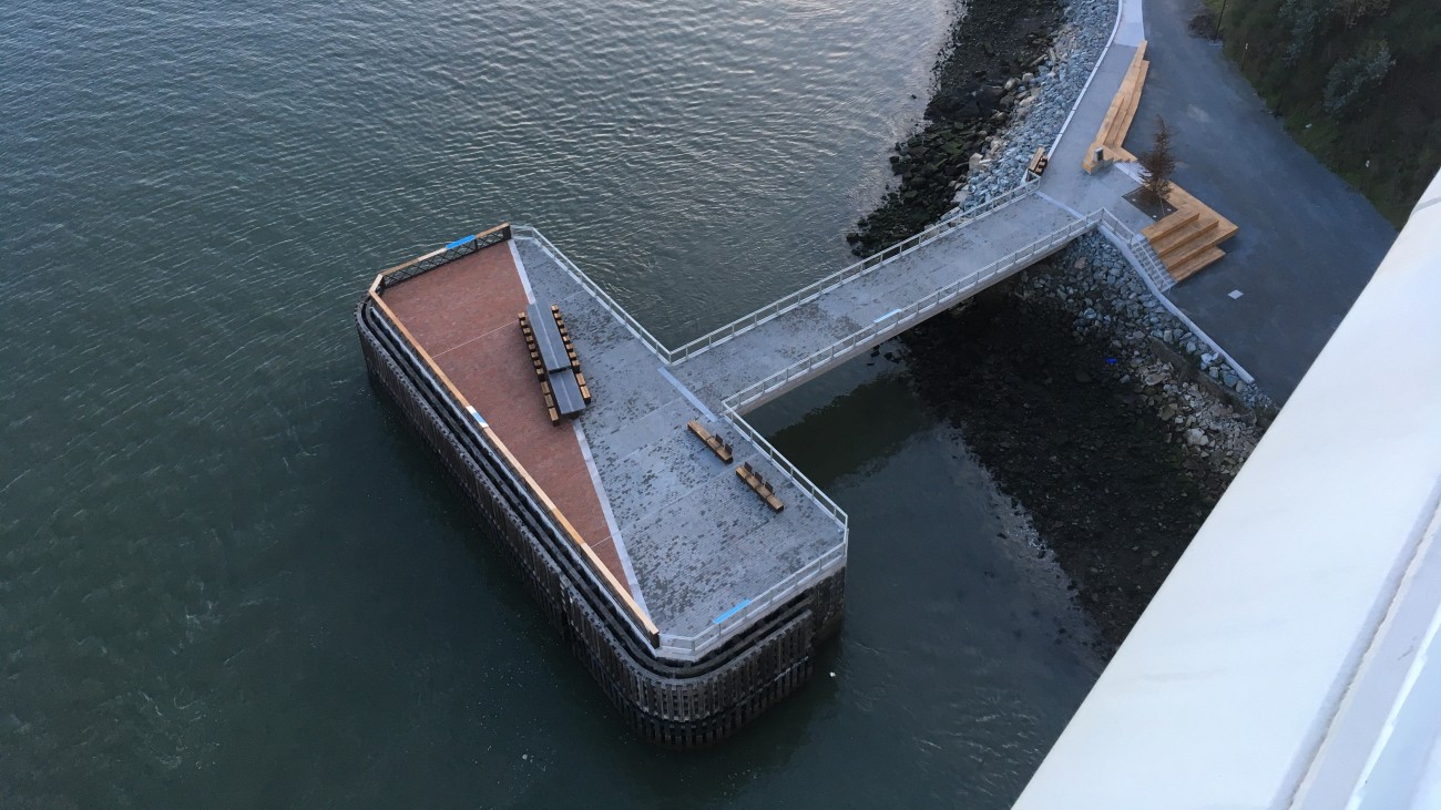 Bimla Rhinehart Vista Point (formerly Pier E2), seen from the pedestrian walkway on the east span of the Bay Bridge.