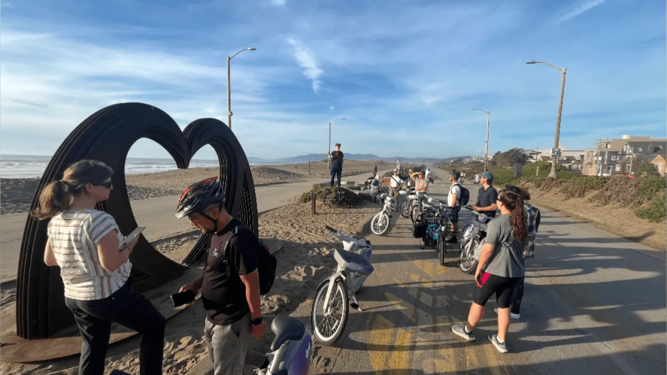 Bike tour participants at the Sunset Dunes 