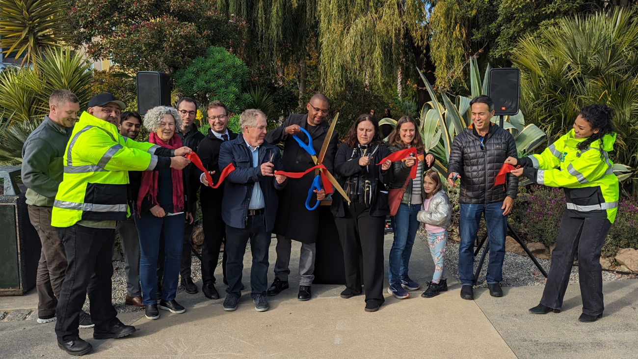 Group shot of electeds, city agency & community leaders at ribbon cutting 