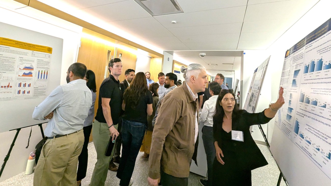 Participants interacting with boards 