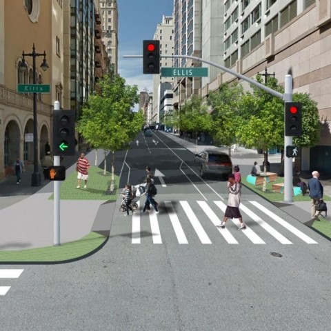 A rendering of Safer Taylor Street at Taylor and Ellis