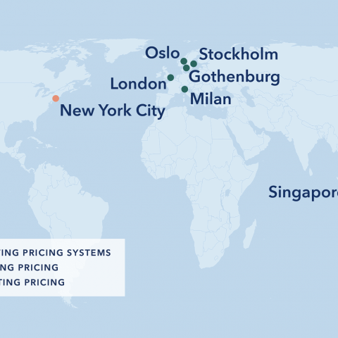 A map of cities with congestion pricing