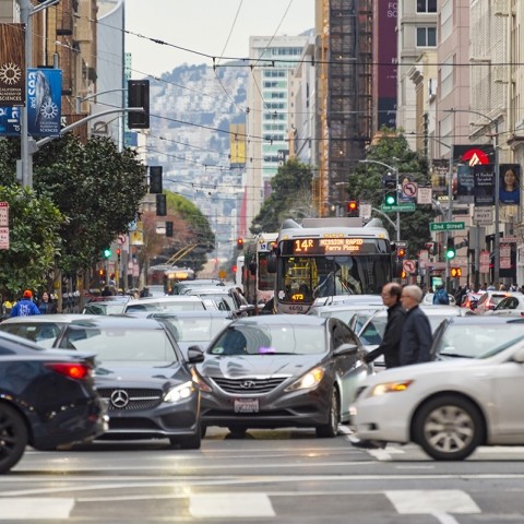 Traffic congestion on Mission Street