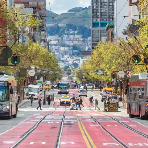 View of looking down Market Street