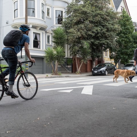  Raised crosswalk to slow vehicles in areas of significant bicycle and pedestrian presence