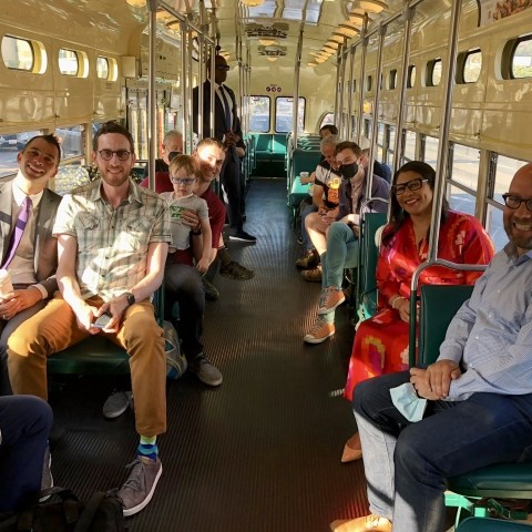 San Francisco officials on a bus