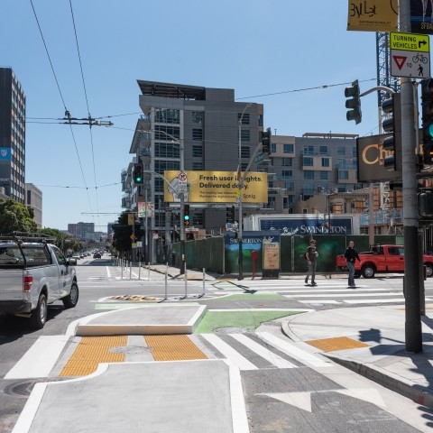 Protected intersection at 5th Street and Howard
