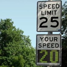 Signage showing detected vehicle speed