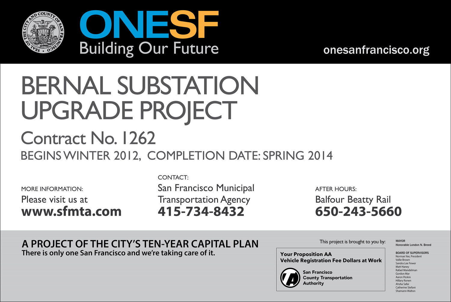 Figure 1 — Example of Construction Sign Layout for City and County of San Francisco Agencies