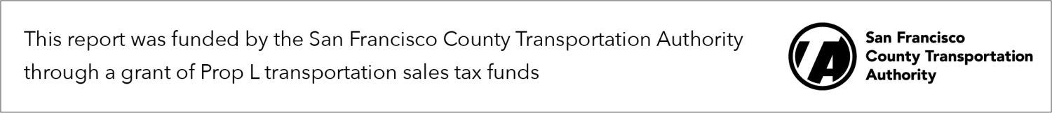 A box containing the text "This report was funded by the San Francisco County Transportation Authority through a grant of Prop L transportation sales tax funds" with the SFCTA logo to the right of it.